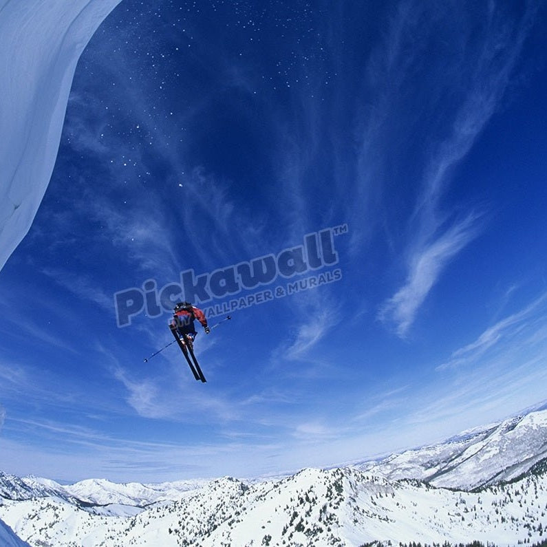 Skier in Mid-Air - Pickawall
