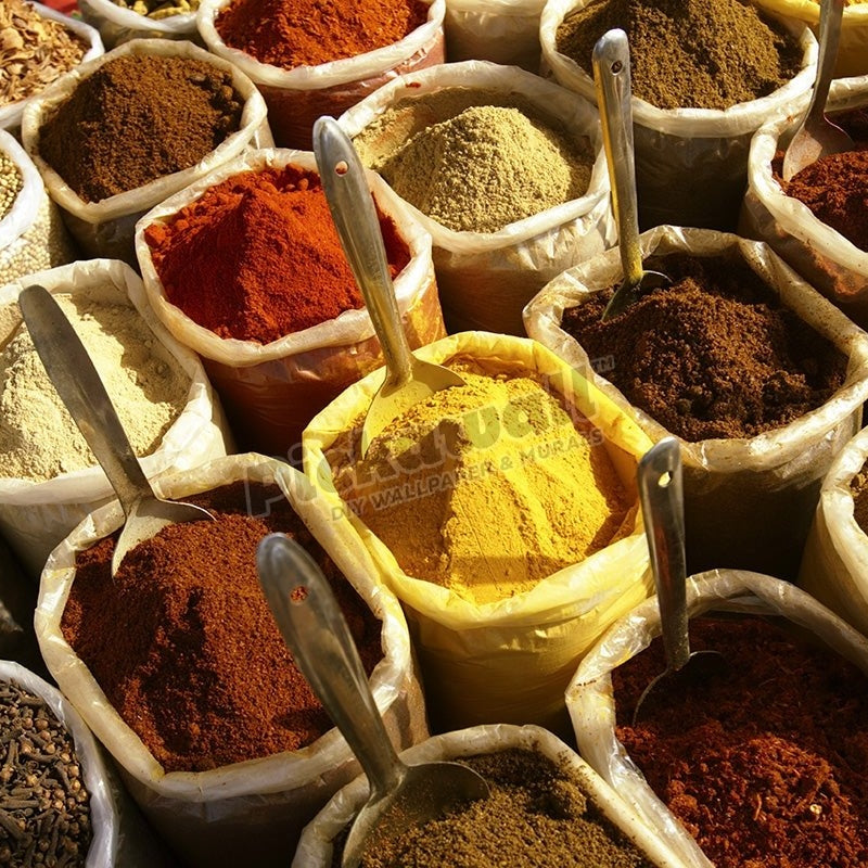 Spices in containers at market - Pickawall