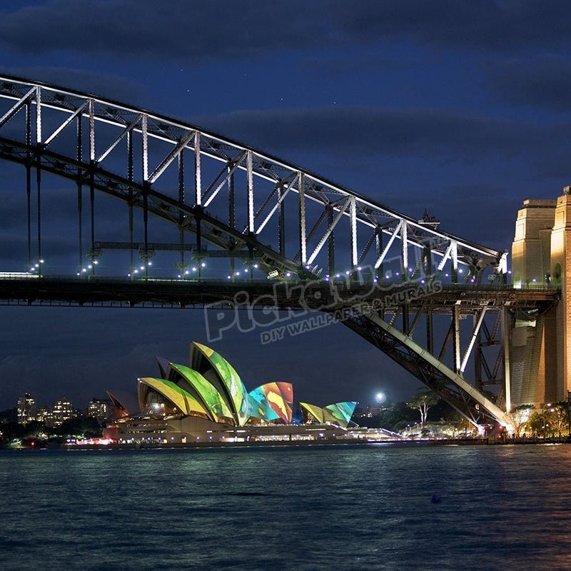 Sydney Harbour Bridge and Opera House during Vivid Festival, Sydney, New South Wales, Australia - Pickawall