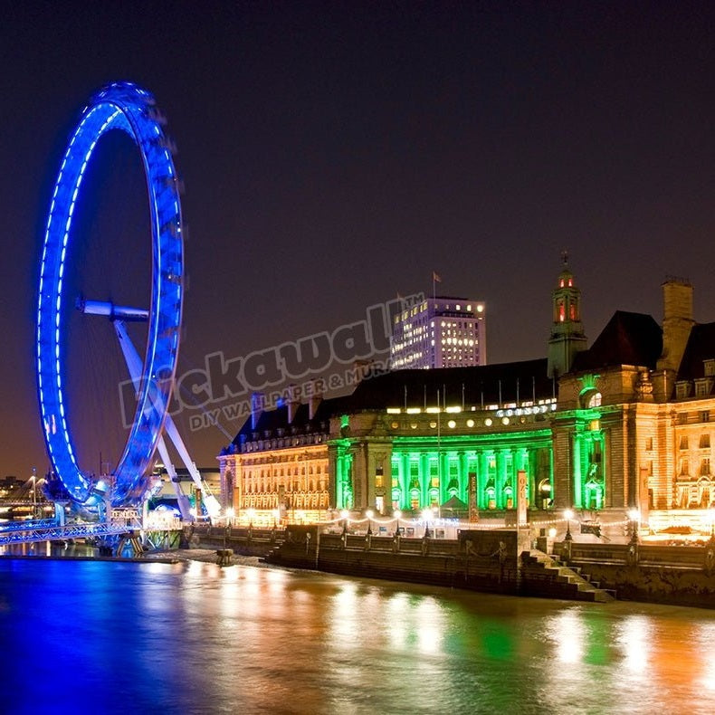 The London Eye in the shadow of Old County Hall, London, England, UK - Pickawall
