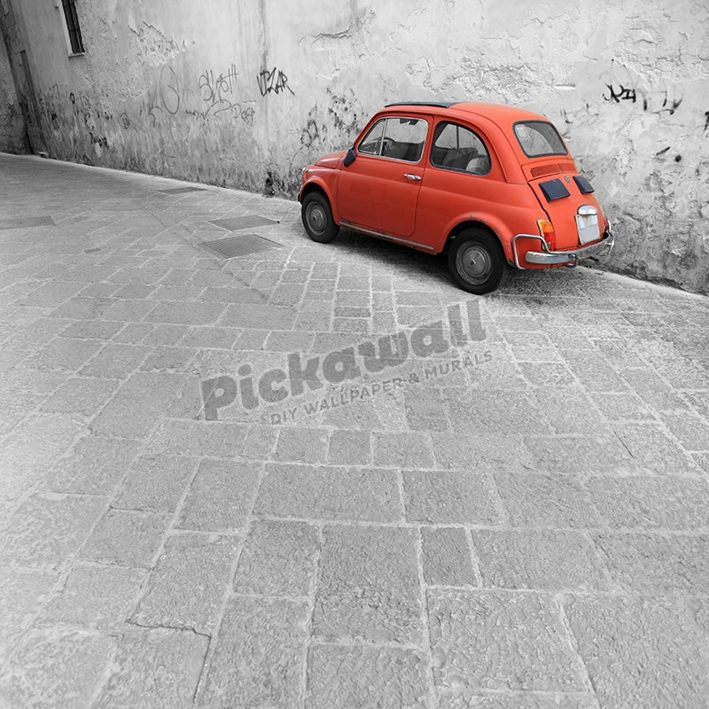 Tiny red vintage car in an Italian alley - Pickawall