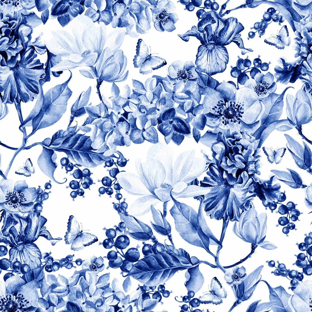 Traditional blue and white floral - Pickawall