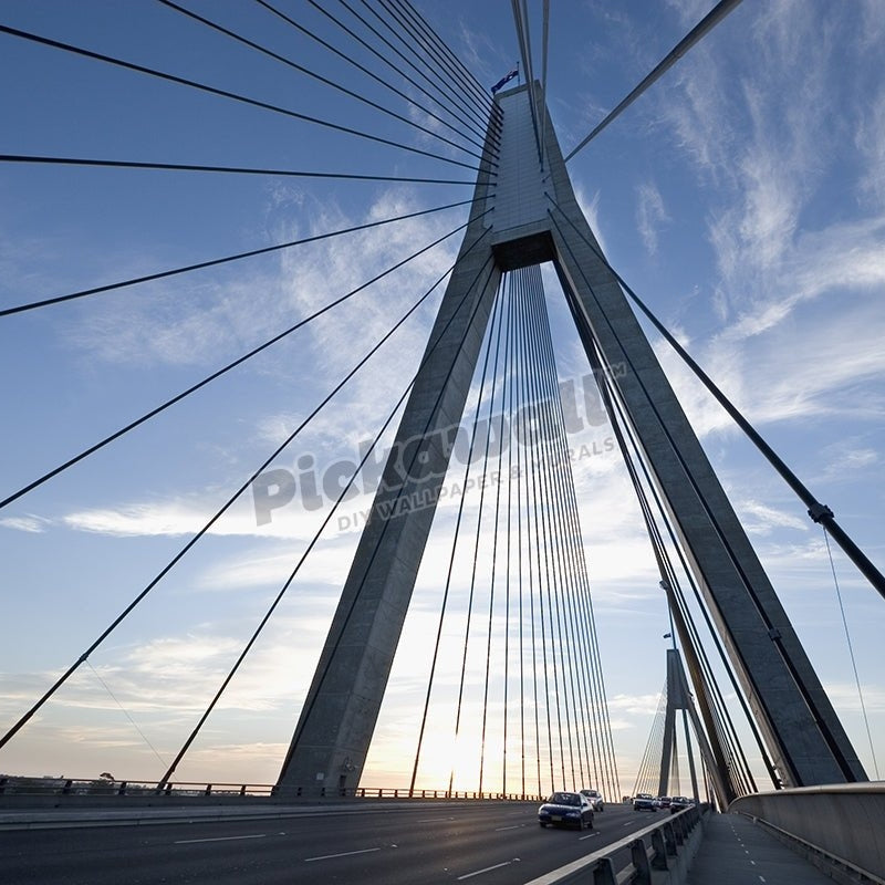 Traffic on the Anzac Bridge at Dusk, Sydney, NSW, Australia. - Pickawall
