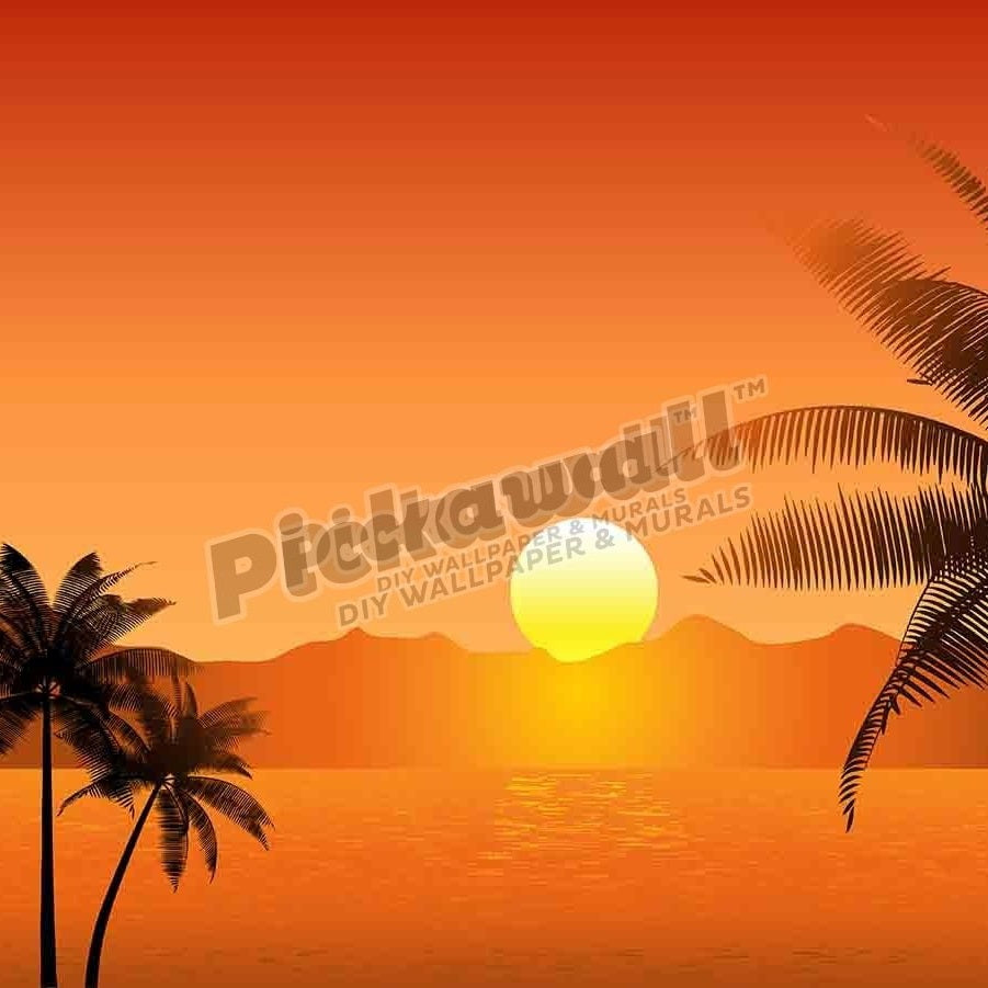 Tropical sunset with palm trees - Pickawall