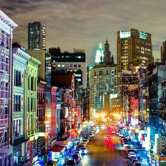 Urban rainbow, East Broadway at night - Pickawall