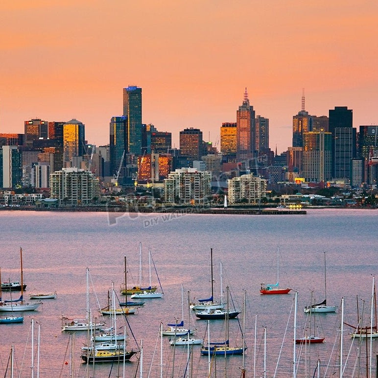 View across Port Phillip Bay towards the city - Pickawall