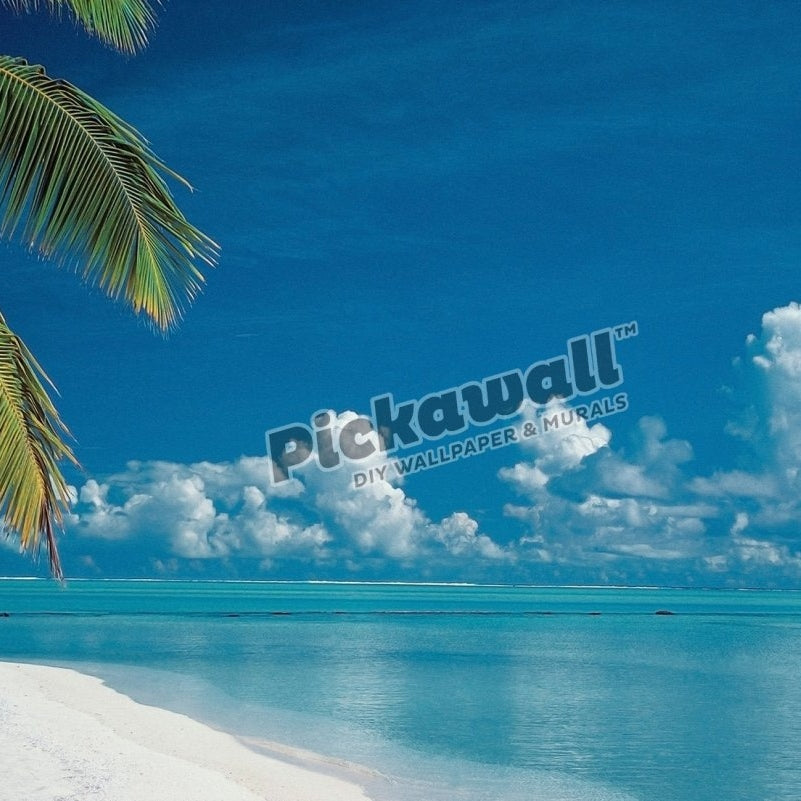 View of ocean and tropical beach. Cook islands. Aitutaki - Pickawall