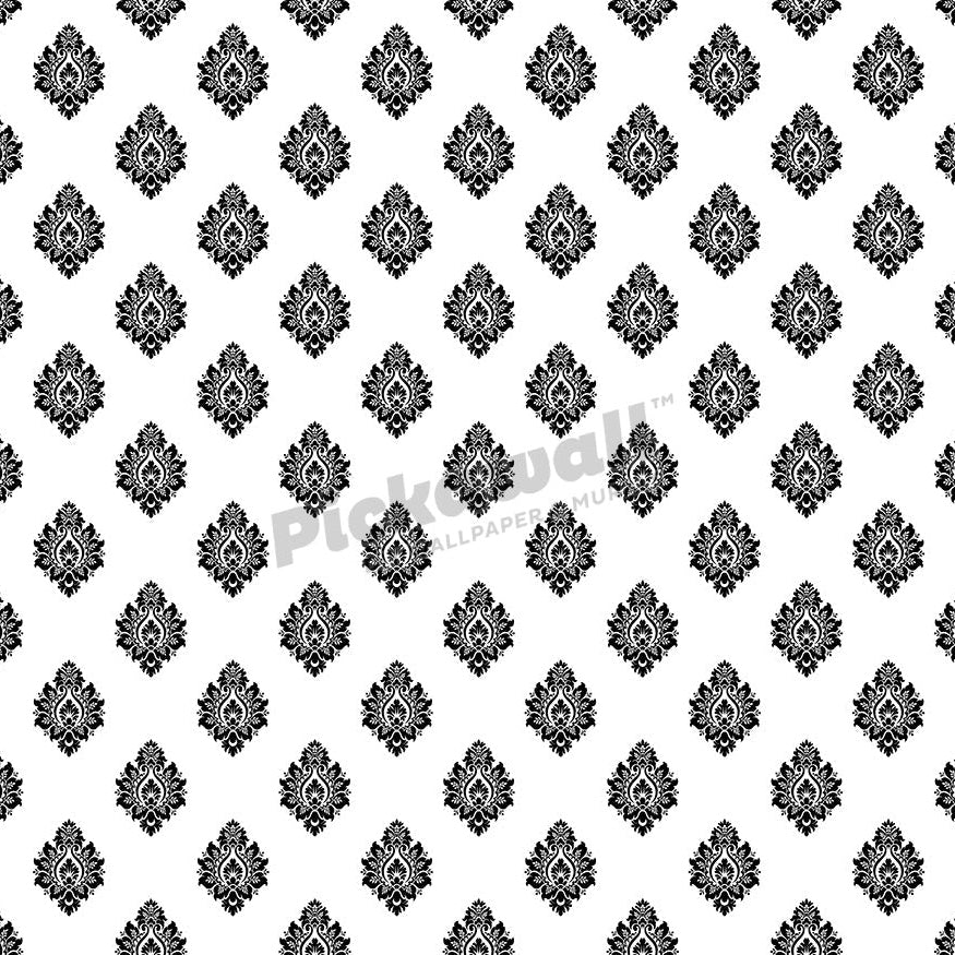 White and black fleur, damask - Pickawall