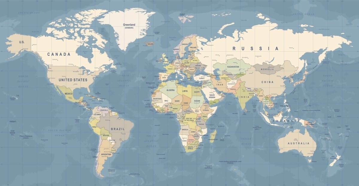 World Map Blue - Pickawall