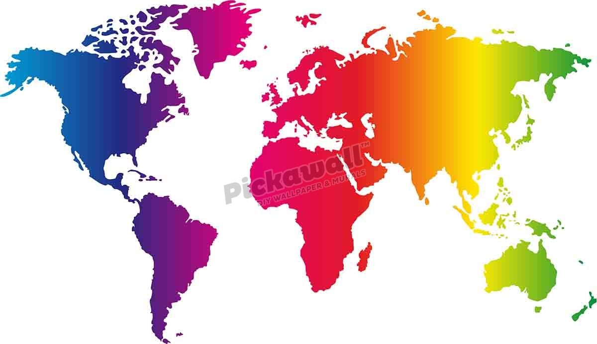 World Map Rainbow Colour - Pickawall