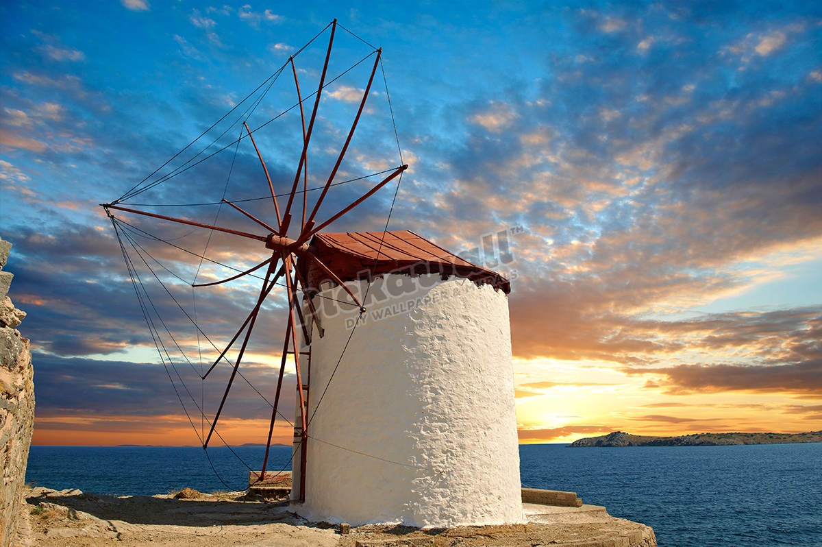 Widmills in Chios Chora. Chios Chios Island, Greece. - Pickawall